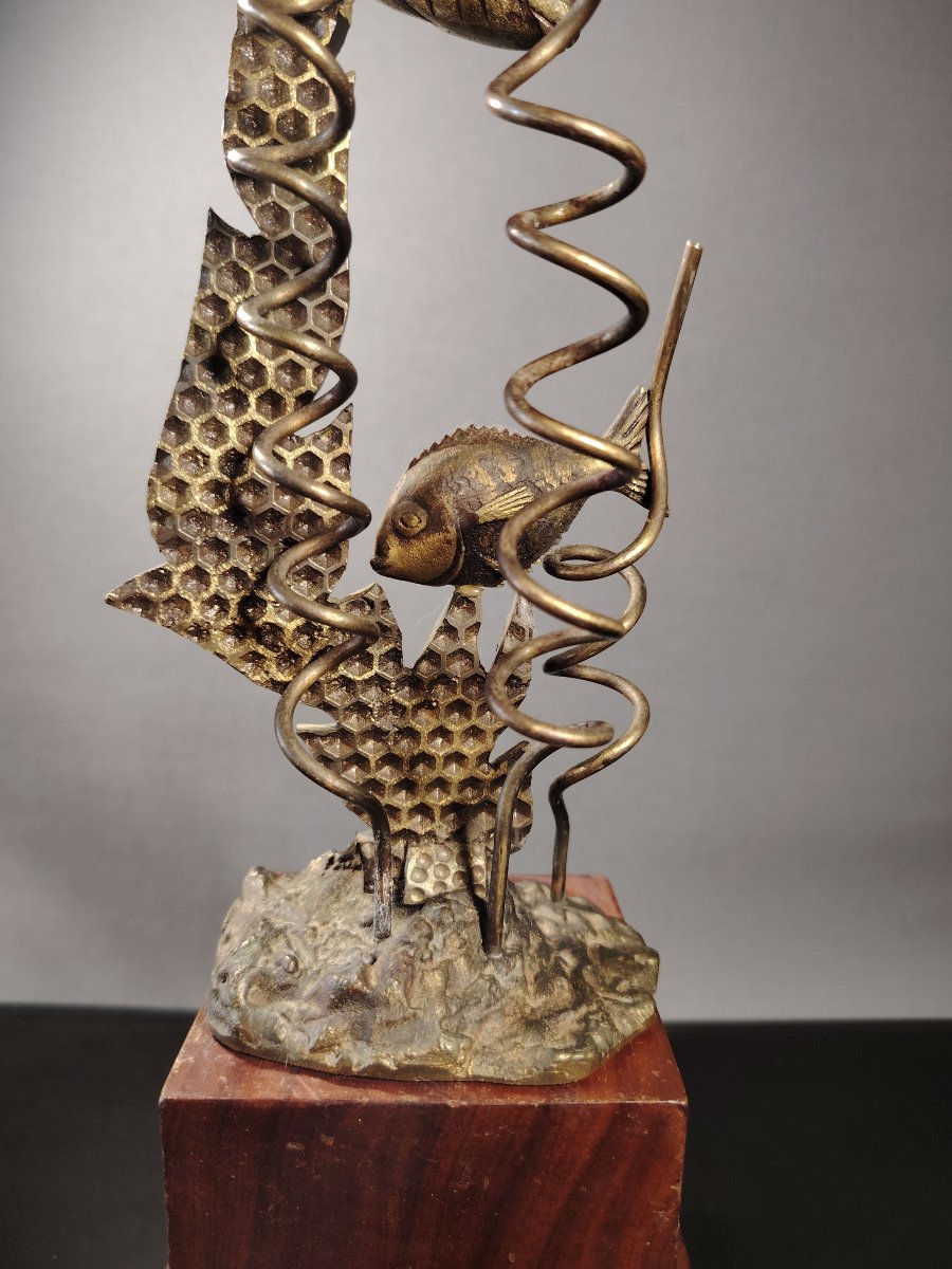 Brutalist Sculpture In Patinated Bronze, Circa 1970-photo-4