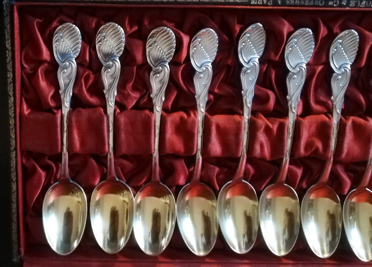 12 Teaspoons Or Café Christofle Silver Metal-photo-3