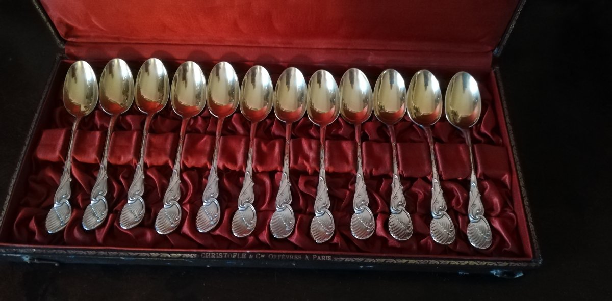 12 Teaspoons Or Café Christofle Silver Metal