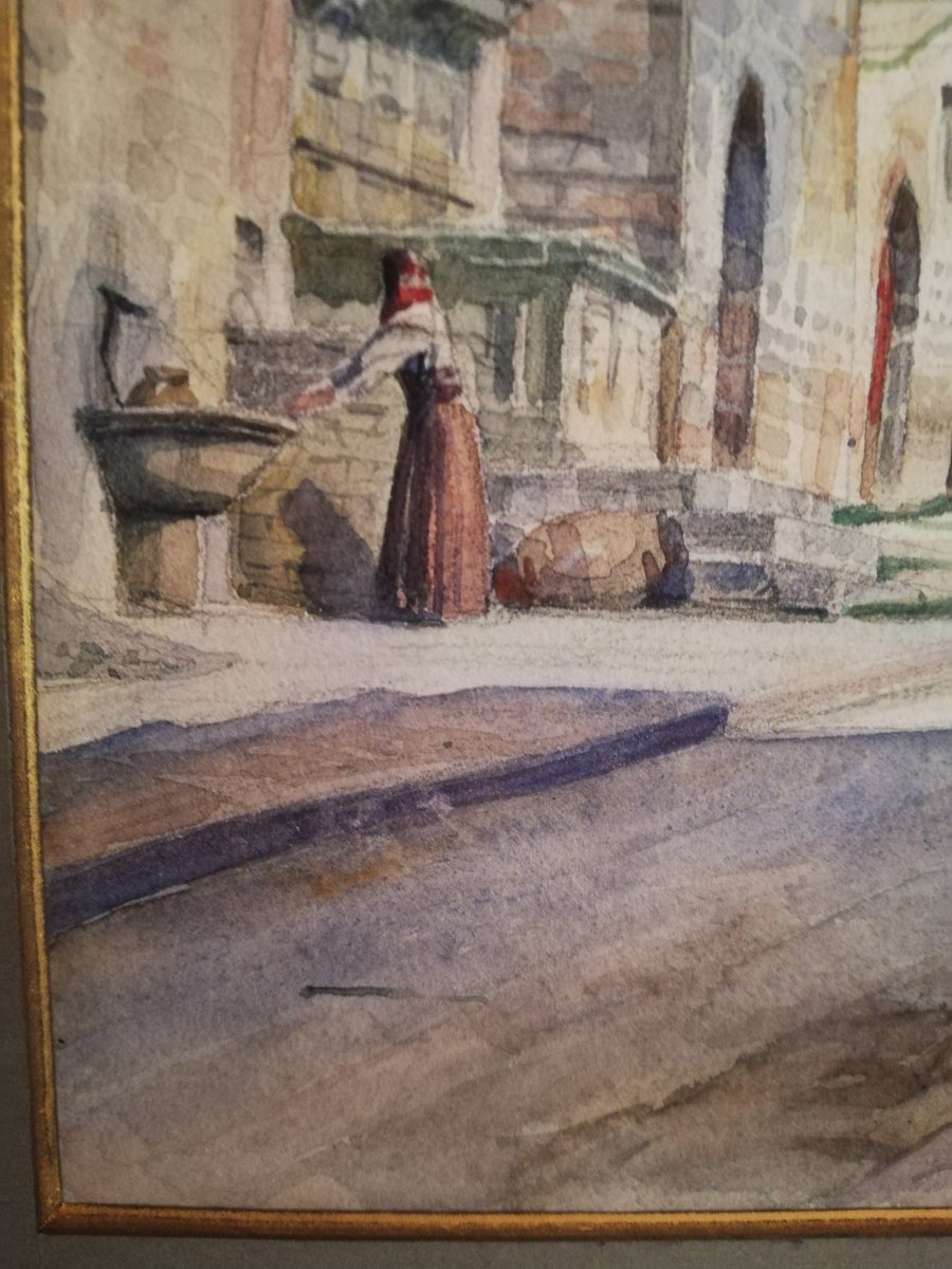 Watercolor By Renevier Julien 1847 - 1907-photo-4