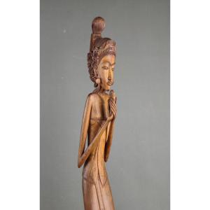 Indonésie, Bali, Statue En Bois Vers 1950