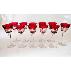11 Baccarat Colored Glasses, Piccadilly Model