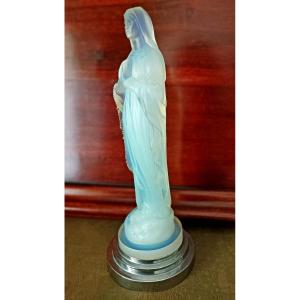 Vierge En Verre Opalescent, Etling,  époque  Art Déco