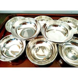    11 Finger Bowls, Christofle Silverware, Pearl Pattern