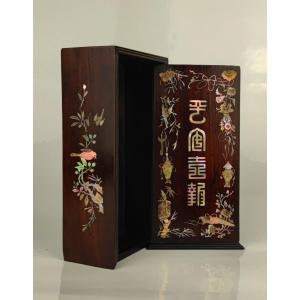 Indochina 19th, Rosewood Box Inlaid With Mother Of Pearl