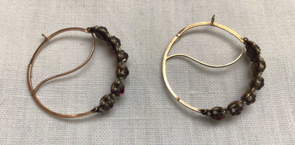 Pair Of Earrings, Poissardes Gold 18 Carats Late 18th Early 19th-photo-3