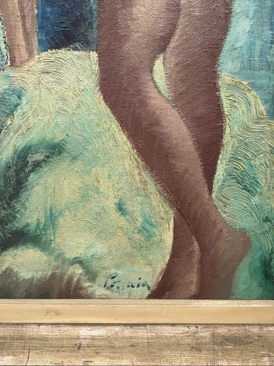 Grande Huile Sur Toile Piero Poraccia  Nus Femmes Au Bain Signé Daté 1929-photo-3