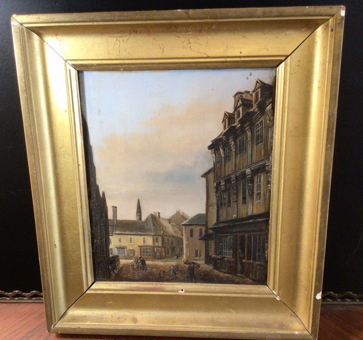Oil On Wood Panchet Lf Known As Bellerose. Rue Du Bienvenu Bayeux Normandy 19th -photo-3