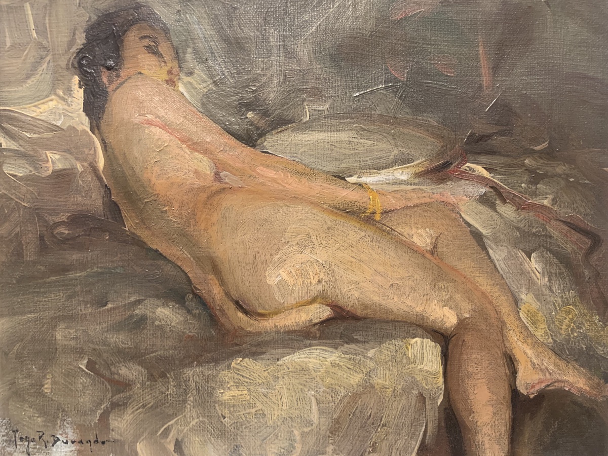 Richard Durando - Togo . Huile sur toile signée.Nu féminin -photo-2