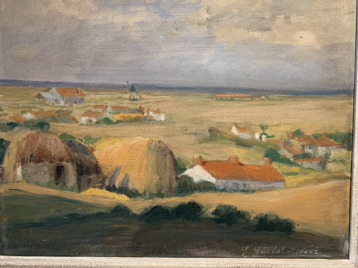 Emma Gardel - Leiser Huile sur panneau  , paysage , 20 ème -photo-3
