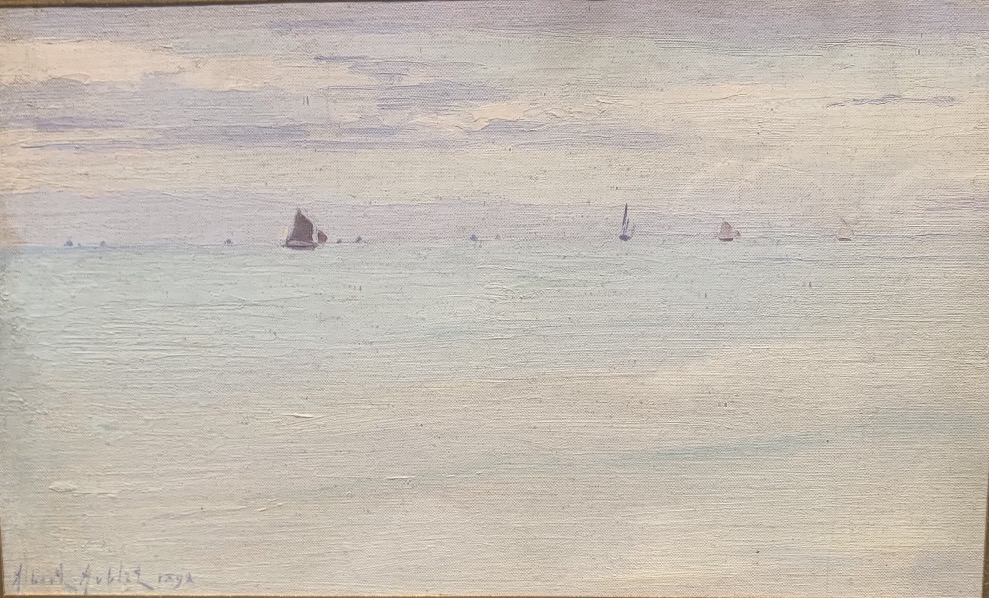 AUBLET Albert « Vue sur la mer «  huile signée et datée 1892-photo-2