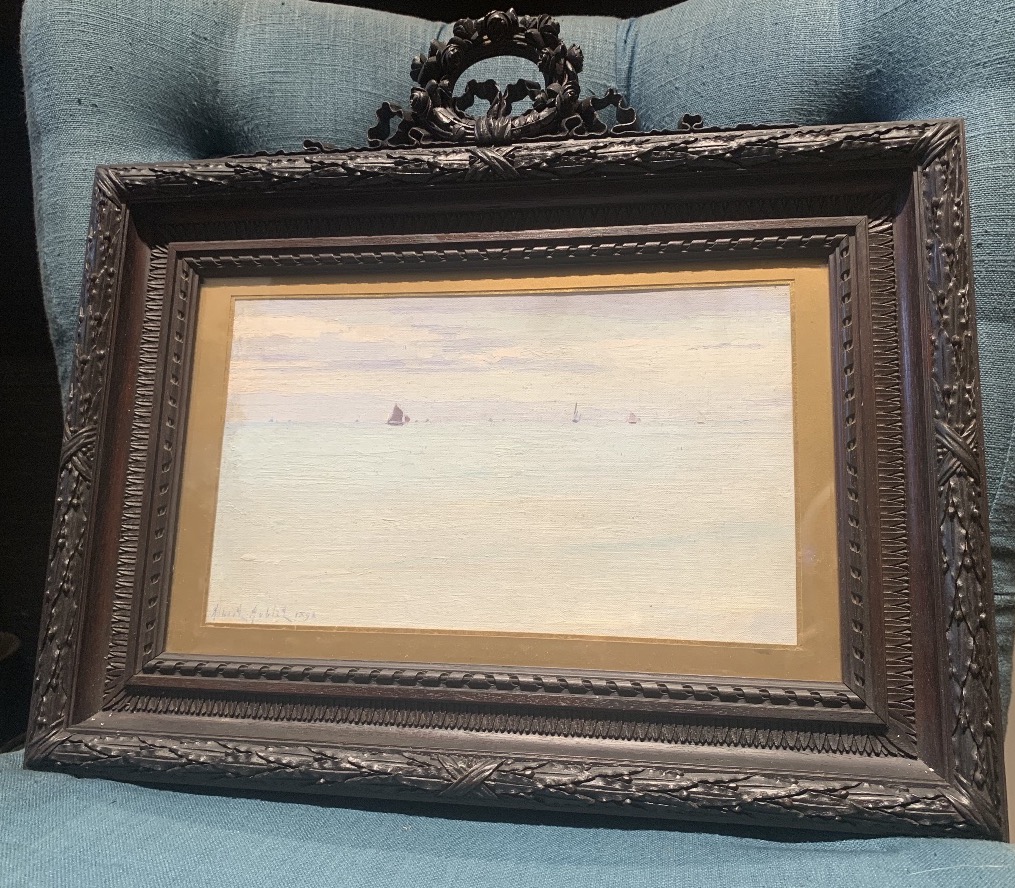 AUBLET Albert « Vue sur la mer «  huile signée et datée 1892