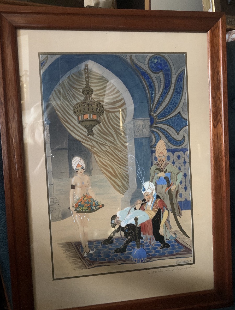 F.BOISIER .Scène orientaliste , la marchande d’orange  . Vers 1930 