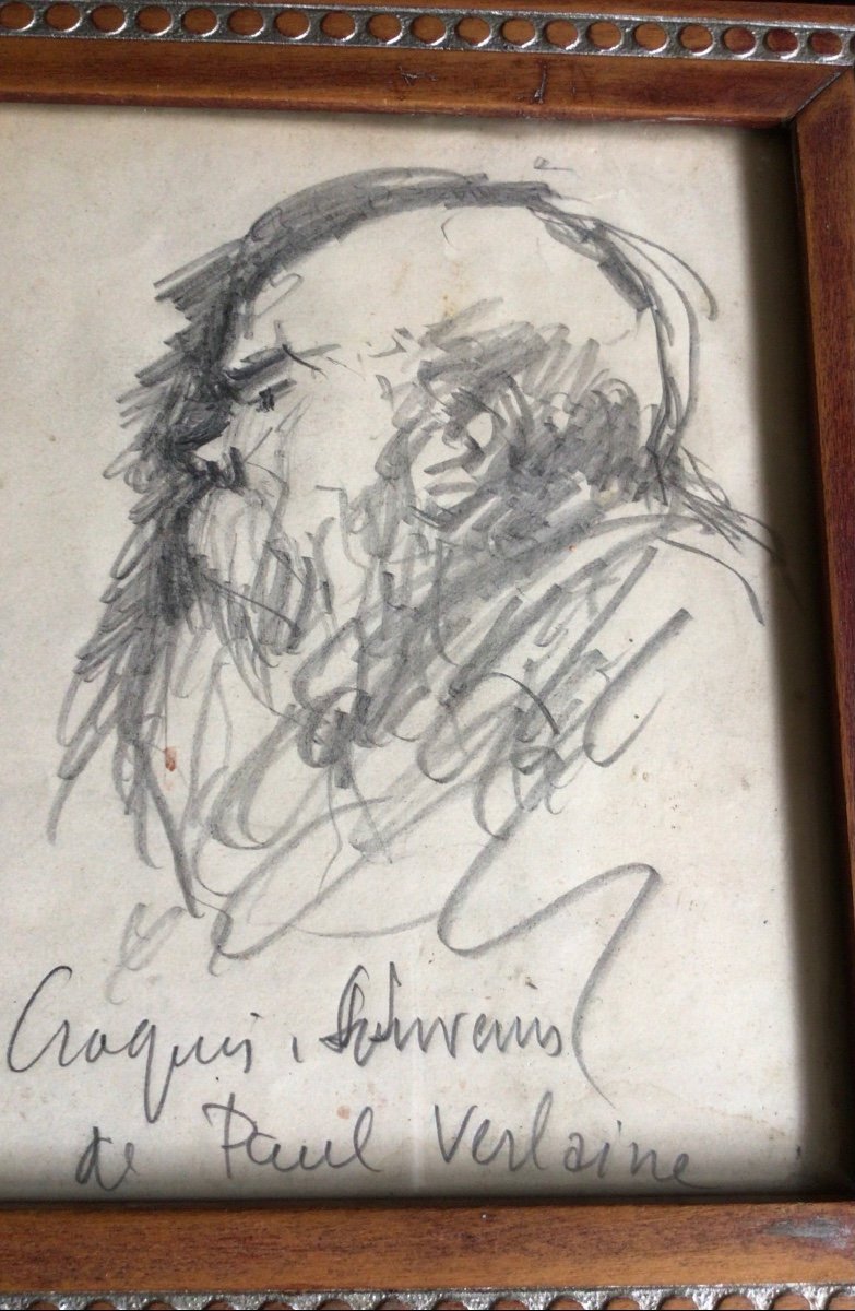 3 Drawings Portraits Of Verlaine Around 1895 By Jehan Rictus-photo-4