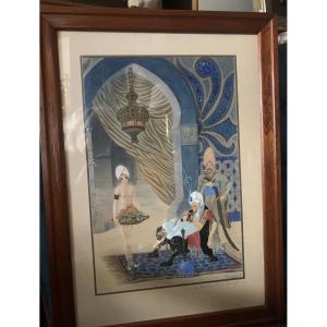 F.BOISIER .Scène orientaliste , la marchande d’orange . Vers 1930