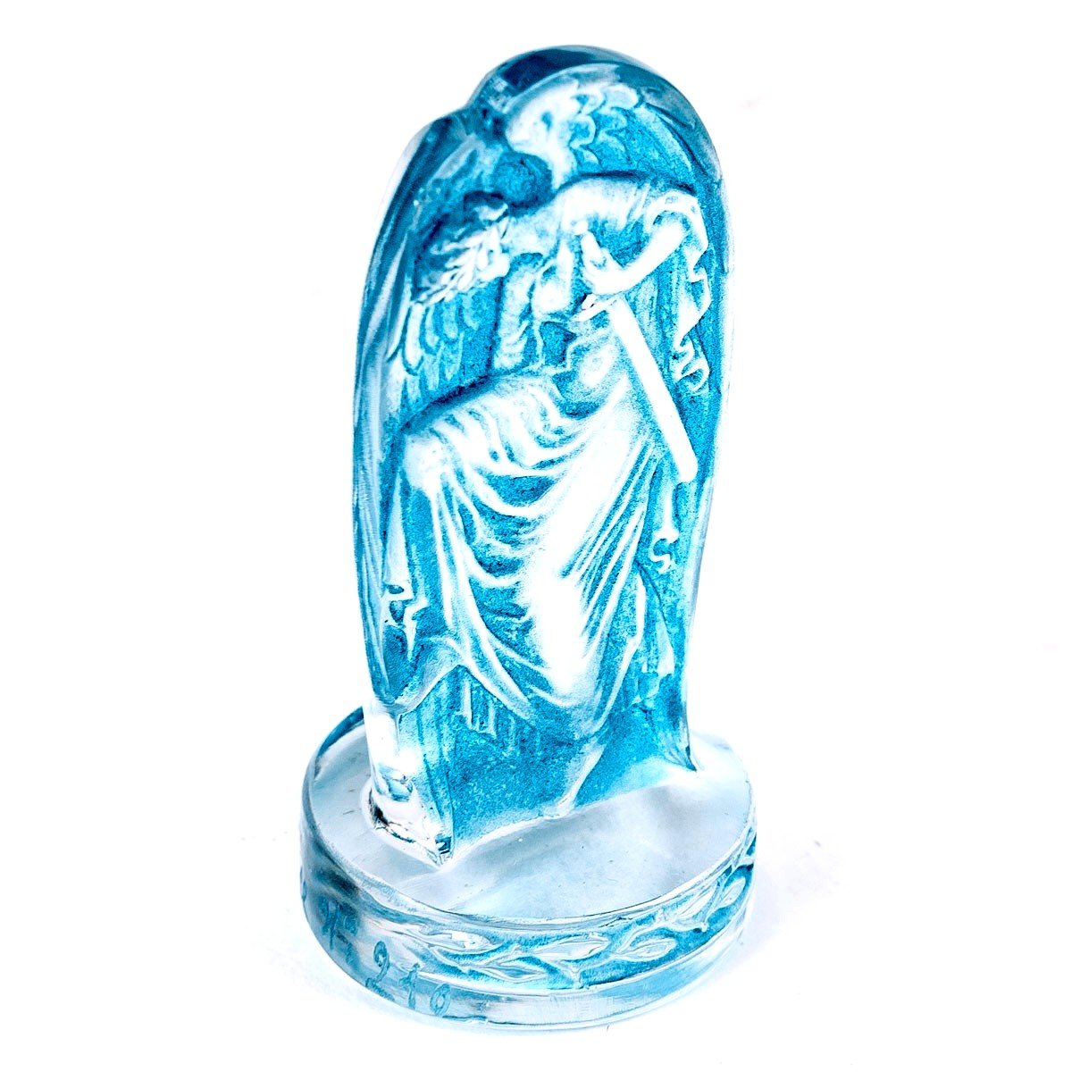 1920 René Lalique - Cachet Victoire Verre Blanc Patiné Bleu-photo-2