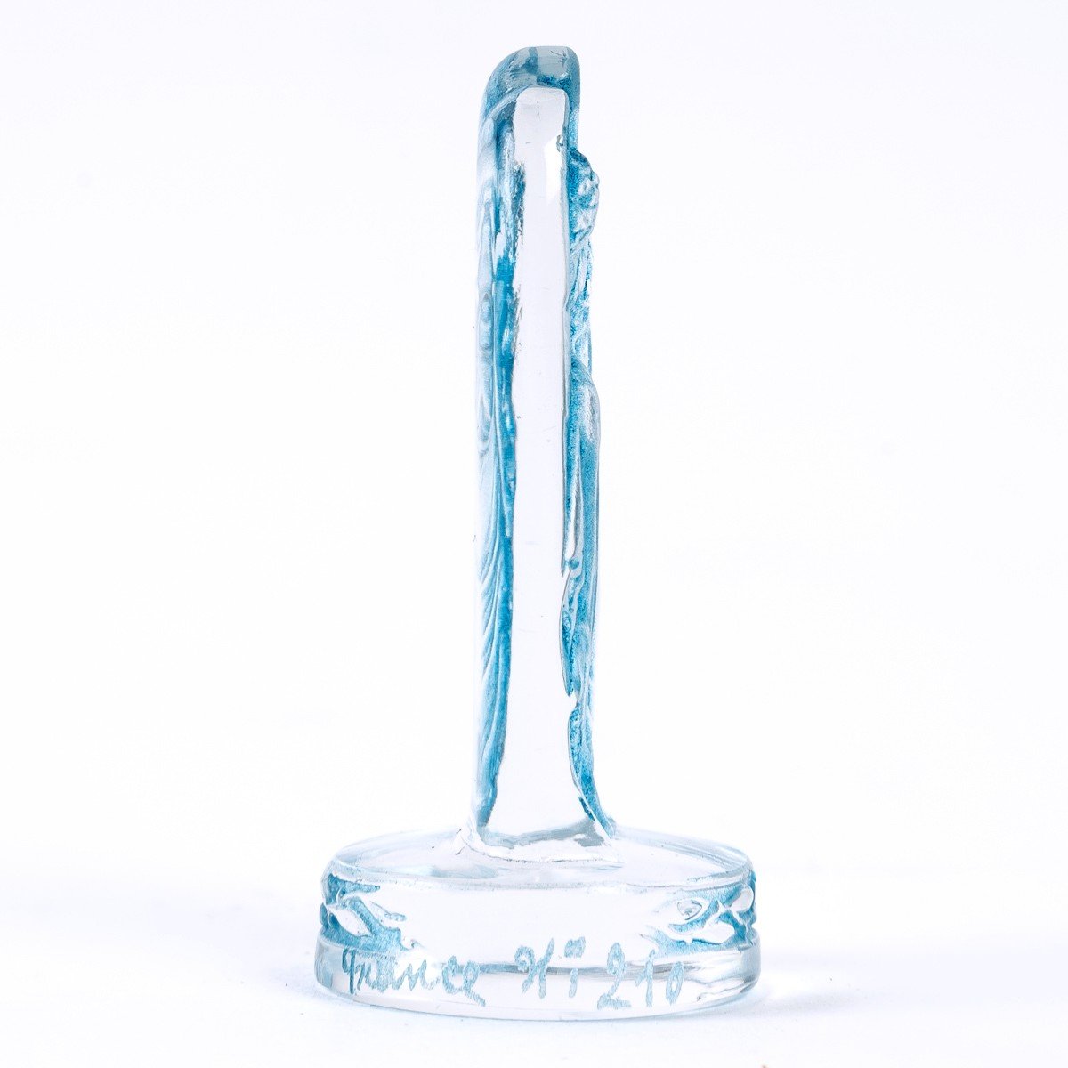 1920 René Lalique - Cachet Victoire Verre Blanc Patiné Bleu-photo-3