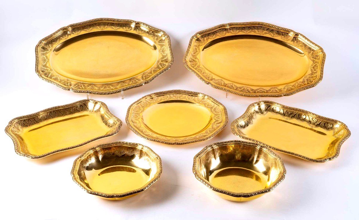 Puiforcat - Suite Of Elysée Vermeil Sterling Silver Serving Dishes - 7 Pieces