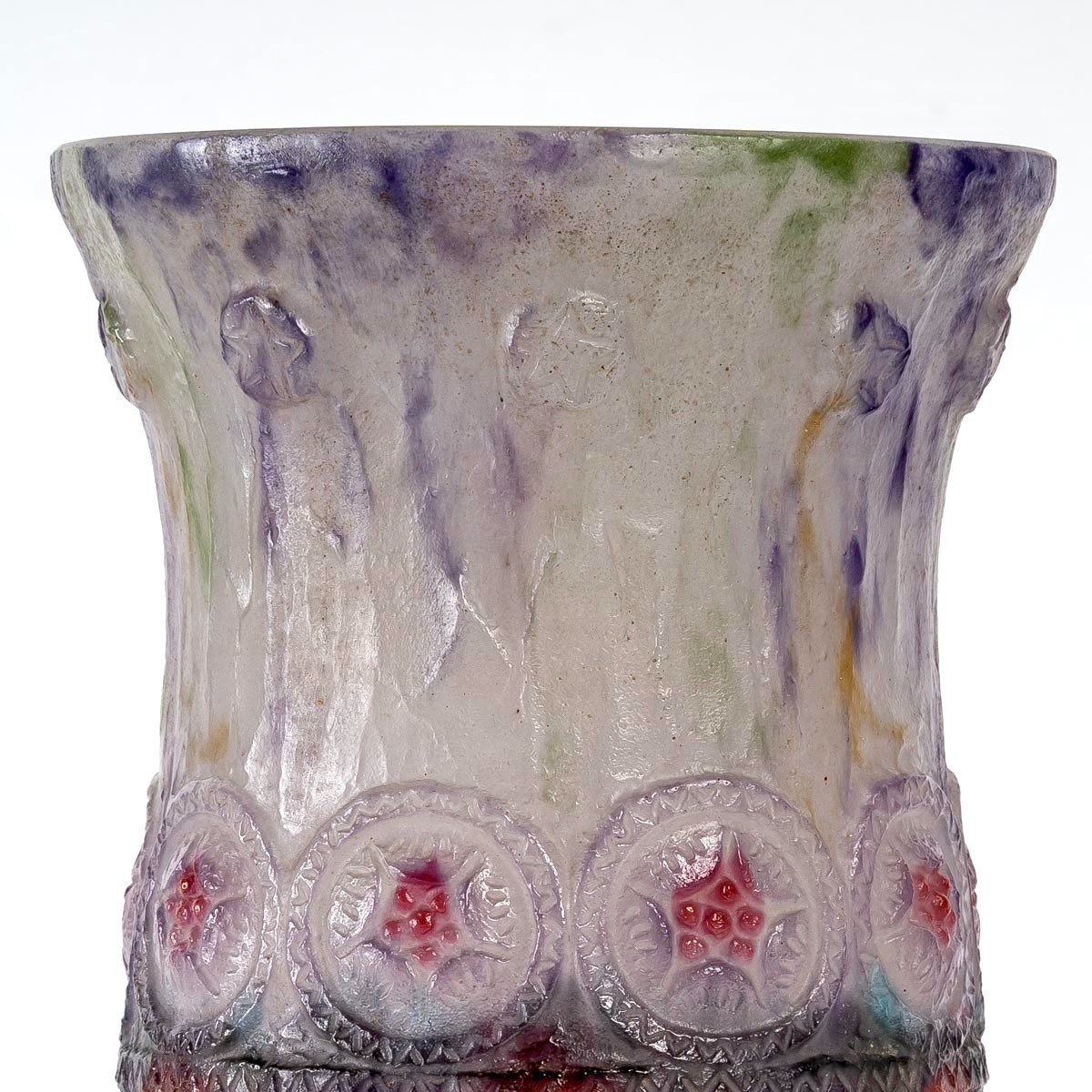 1922 Gabriel Argy Rousseau - Vase Tragi Comique Pate De Verre Glass-photo-2