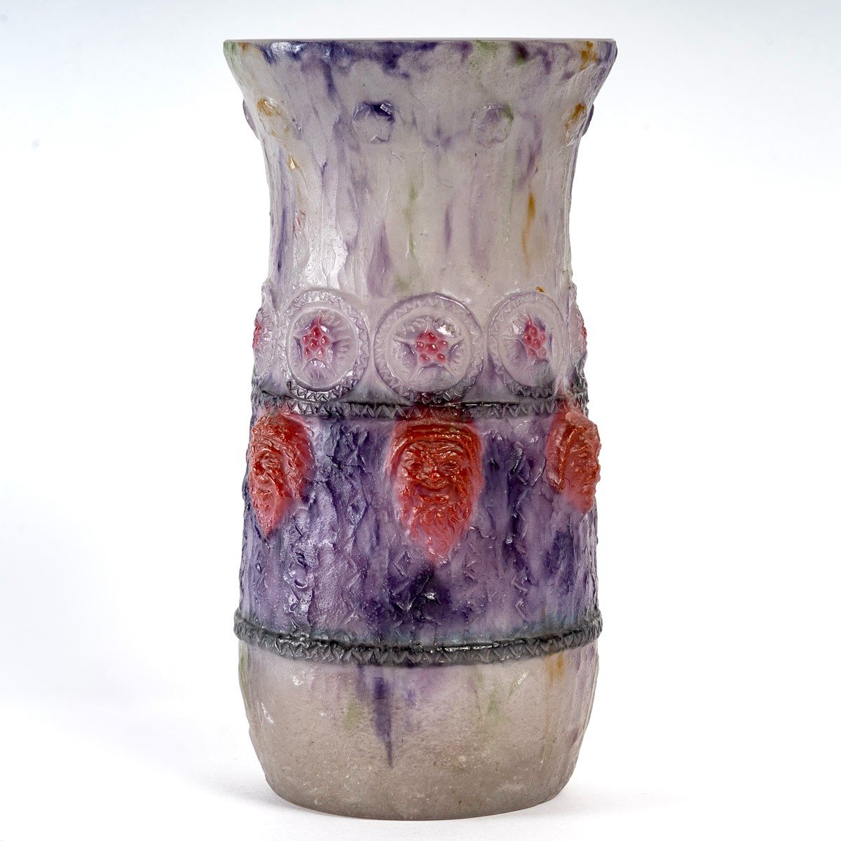 1922 Gabriel Argy Rousseau - Vase Tragi Comique Pate De Verre Glass-photo-4
