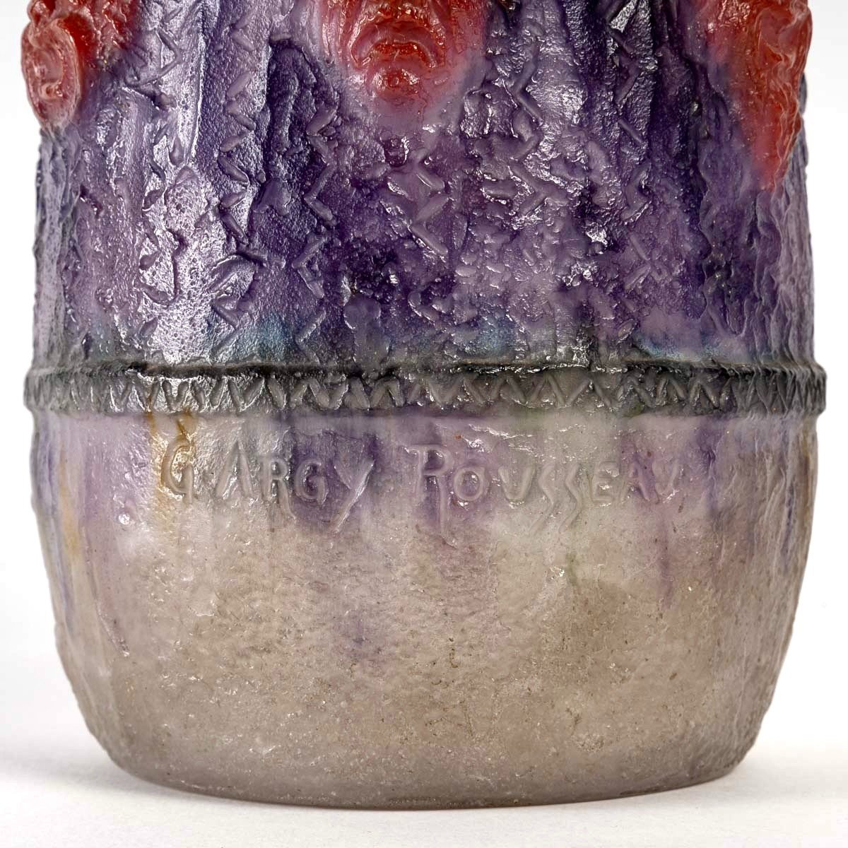 1922 Gabriel Argy Rousseau - Vase Tragi Comique Pate De Verre Glass-photo-3
