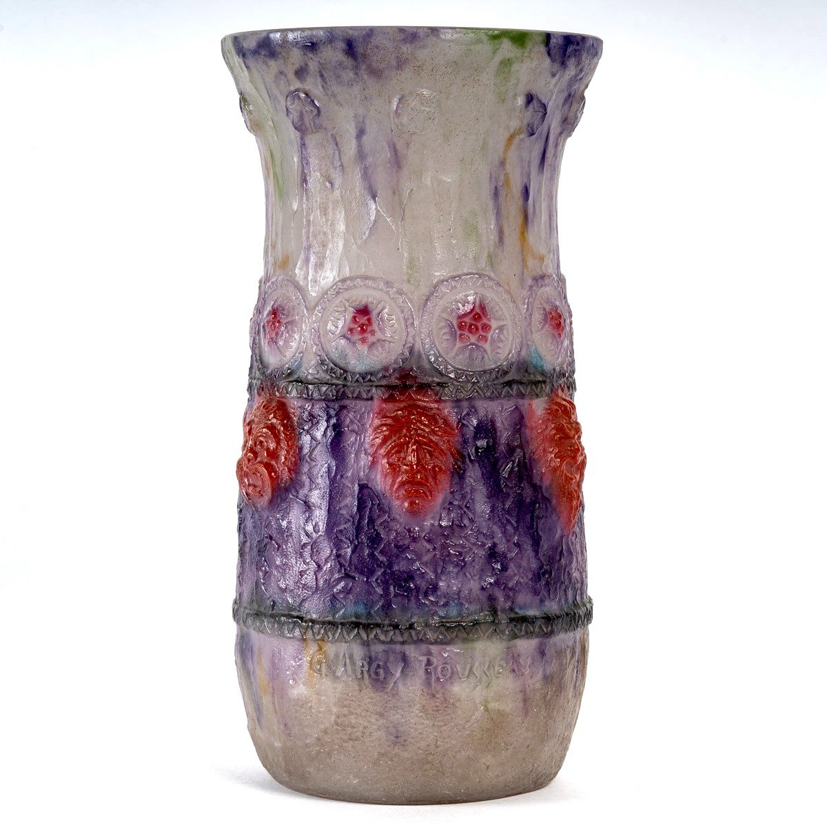 1922 Gabriel Argy Rousseau - Vase Tragi Comique Pate De Verre Glass