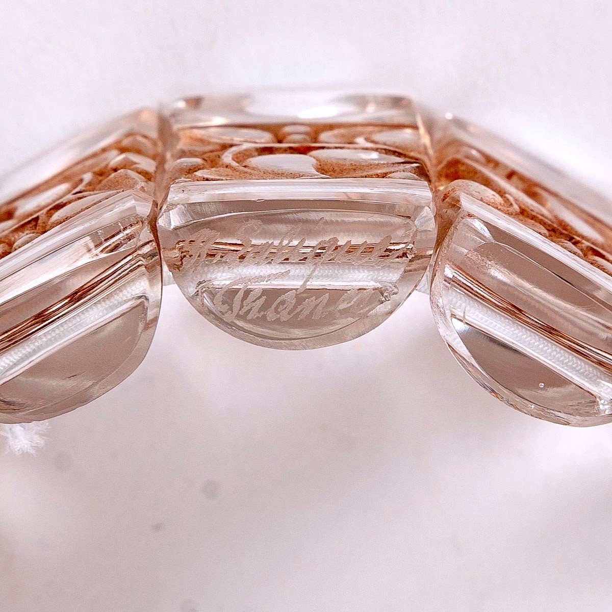 1928 René Lalique - Bracelet Art Déco Cerisier Verre Blanc Patiné Sépia-photo-3