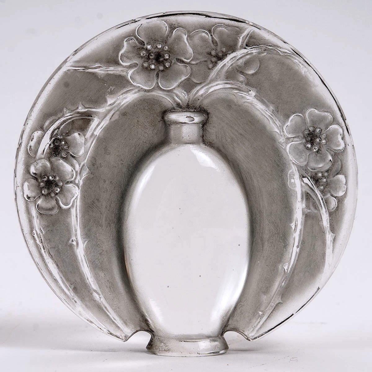 1919 René Lalique - Cachet Vase De Fleurs Glass With Grey Patina-photo-4