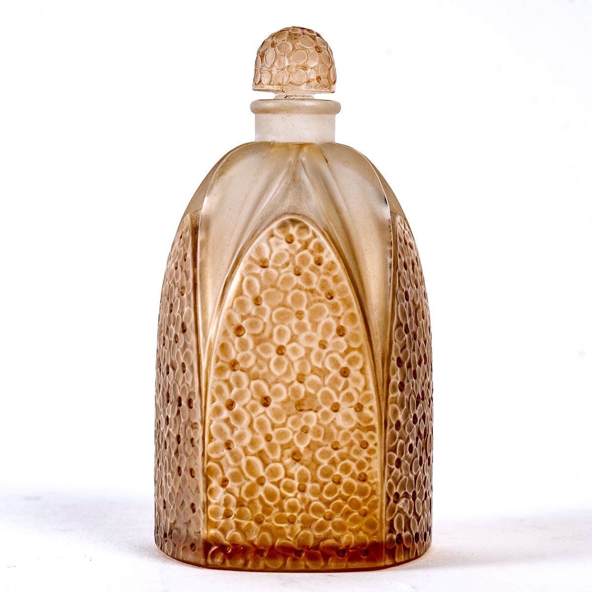 1925 René Lalique - Perfume Bottle Le Lilas Glass With Sepia Patina For Gabilla-photo-2
