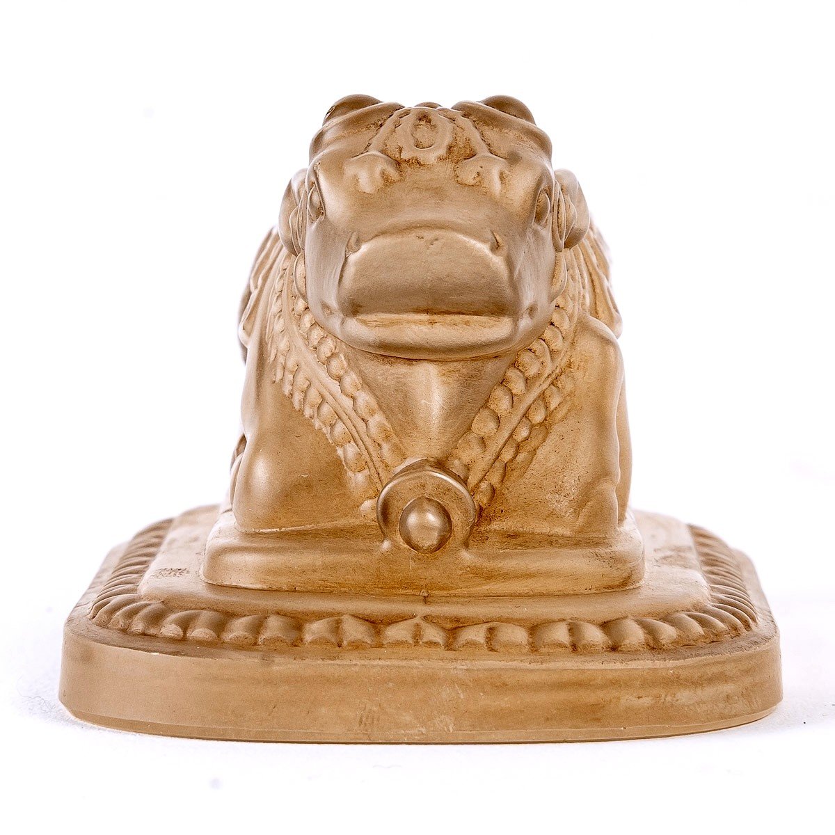 1938 René Lalique - Paperweight Taureau Sacre Glass & Sepia Patina For The Royal Dutch Mail-photo-3