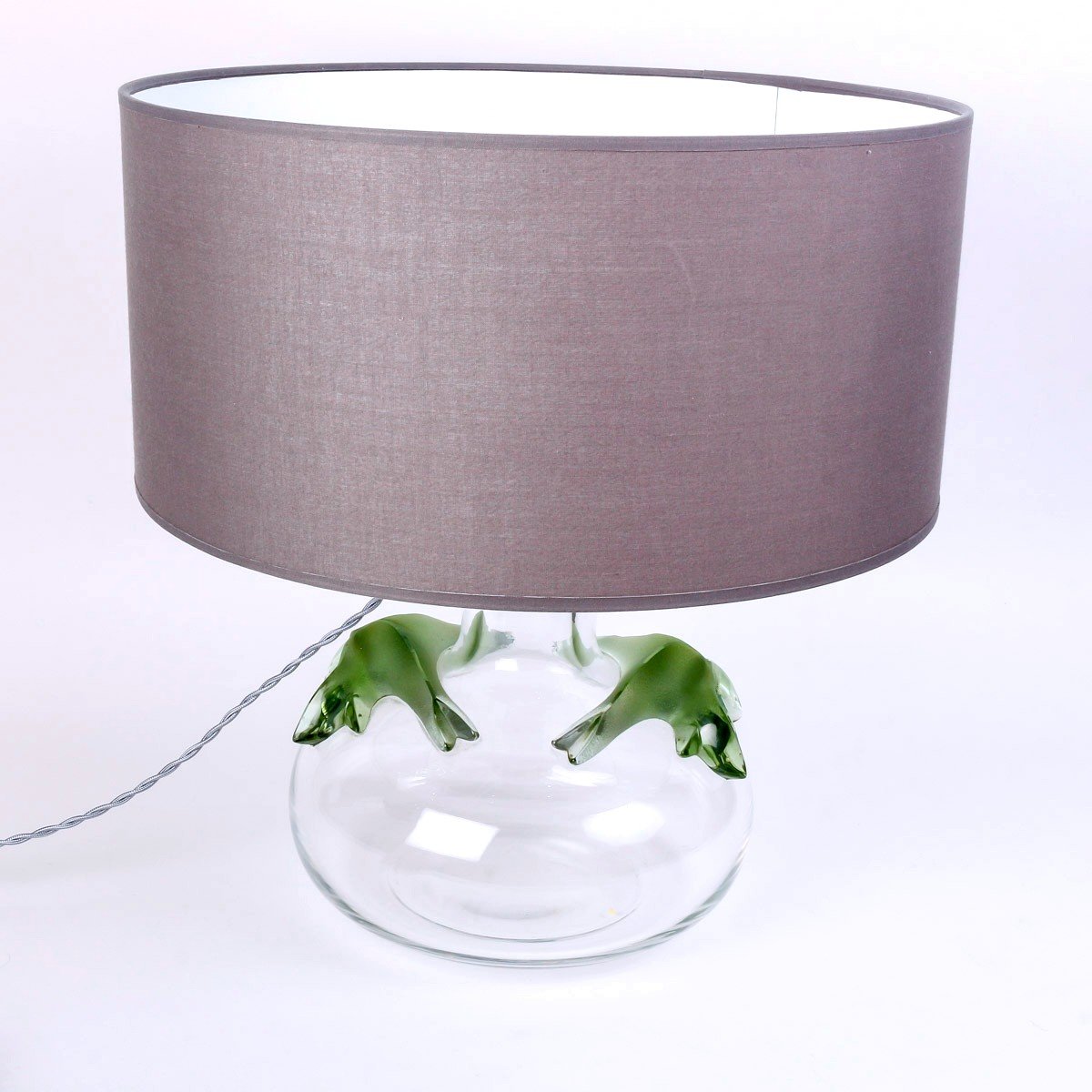 Marie Claude Lalique - Lamp Crystal And Green Crystal Applies-photo-4