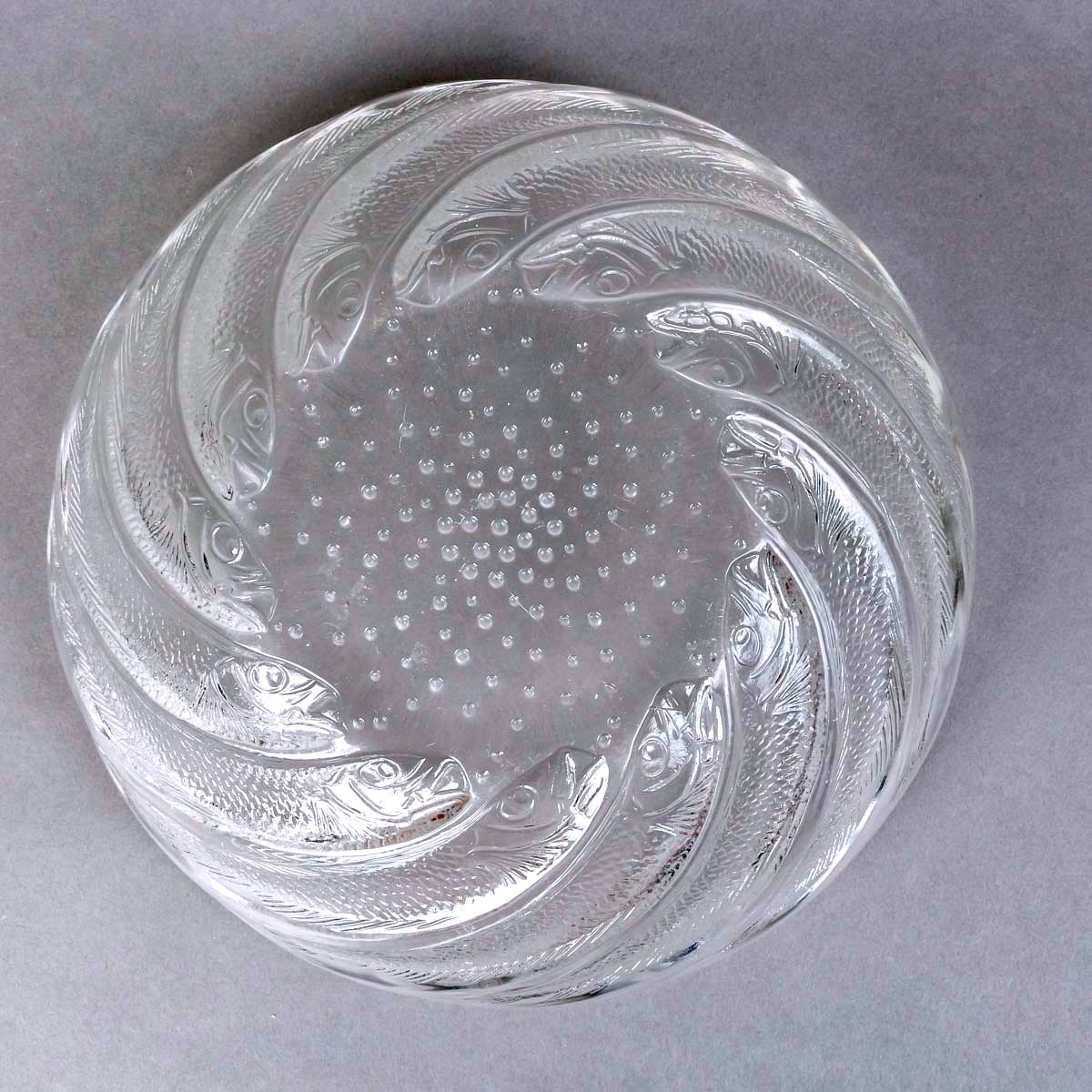 1921 René Lalique - Coupe Poissons Verre Blanc-photo-4