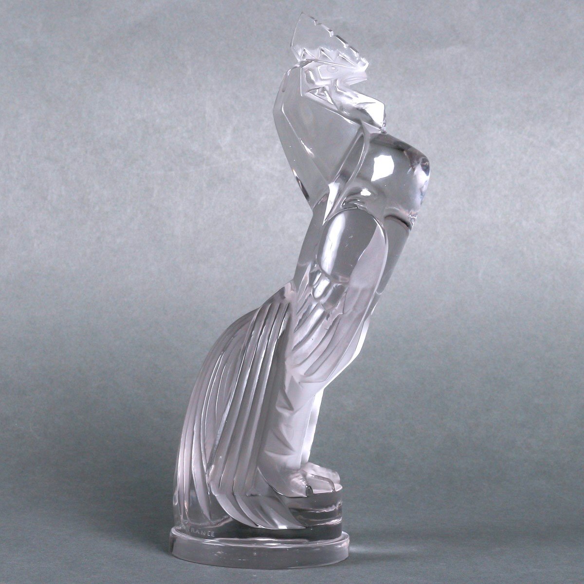 1929 René Lalique - Mascotte Automobile Coq Houdan Verre Blanc-photo-4