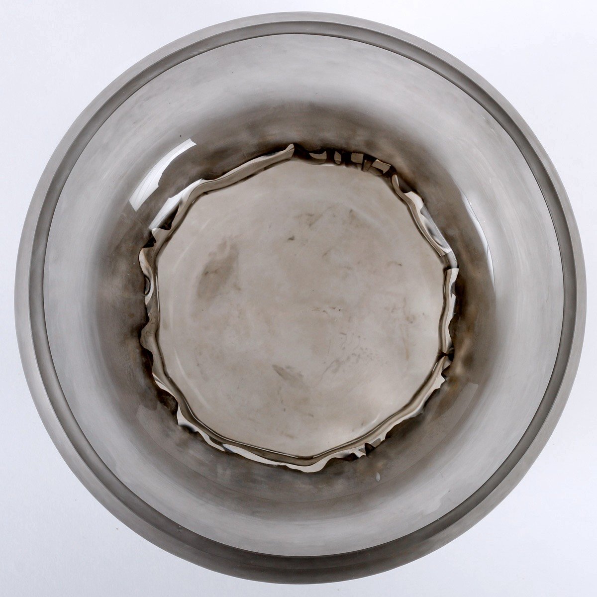 1914 René Lalique - Vase Lutteurs Verre Blanc Patiné Gris-photo-4