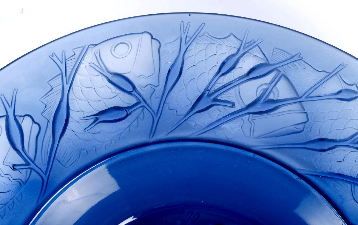 1930 René Lalique - Bowl Anvers Navy Blue Glass-photo-3