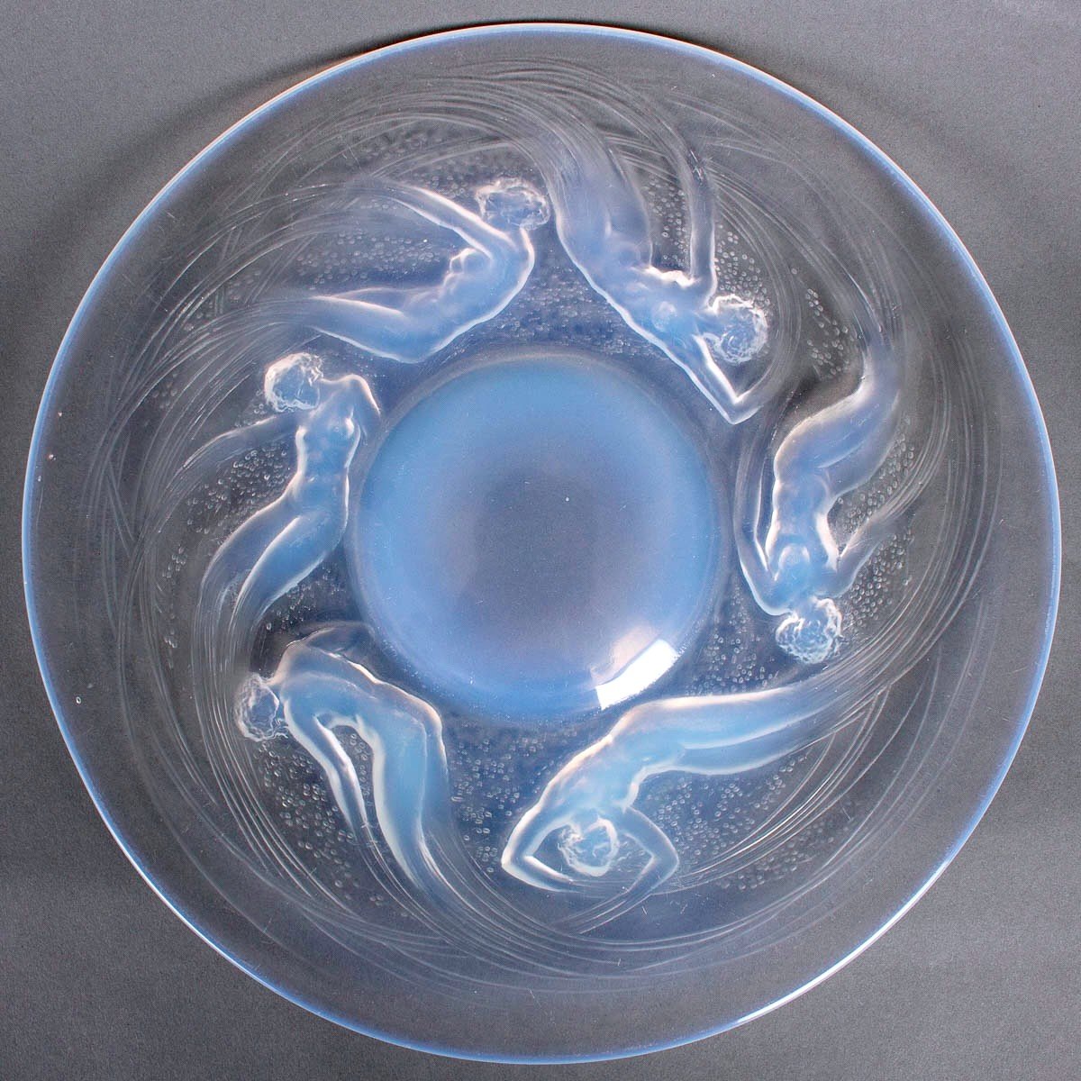 1921 René Lalique - Assiette Plat & Coupe Ondines Verre Opalescent-photo-3