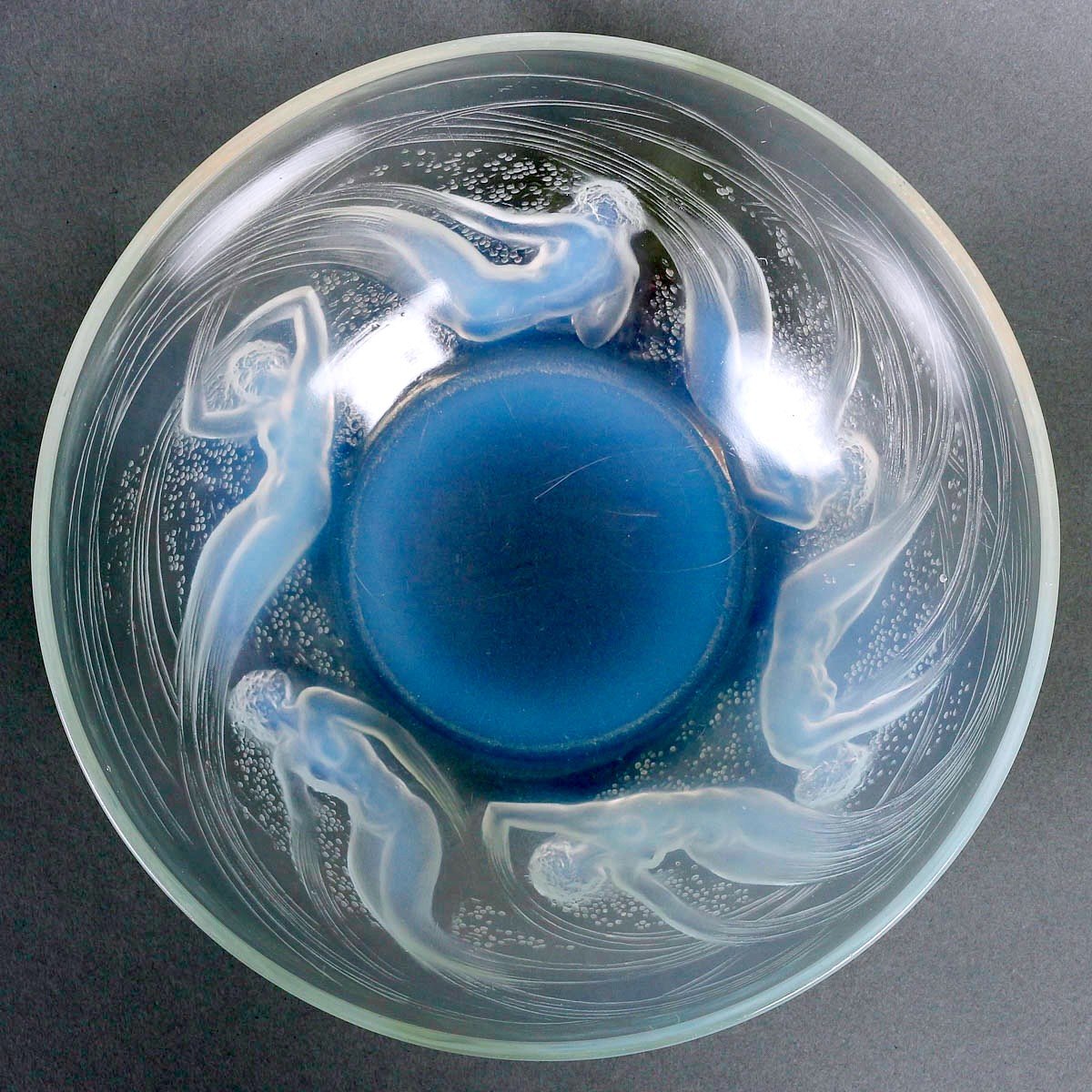 1921 René Lalique - Dishes Plate & Bowl Ondines Opalescent Glass-photo-2
