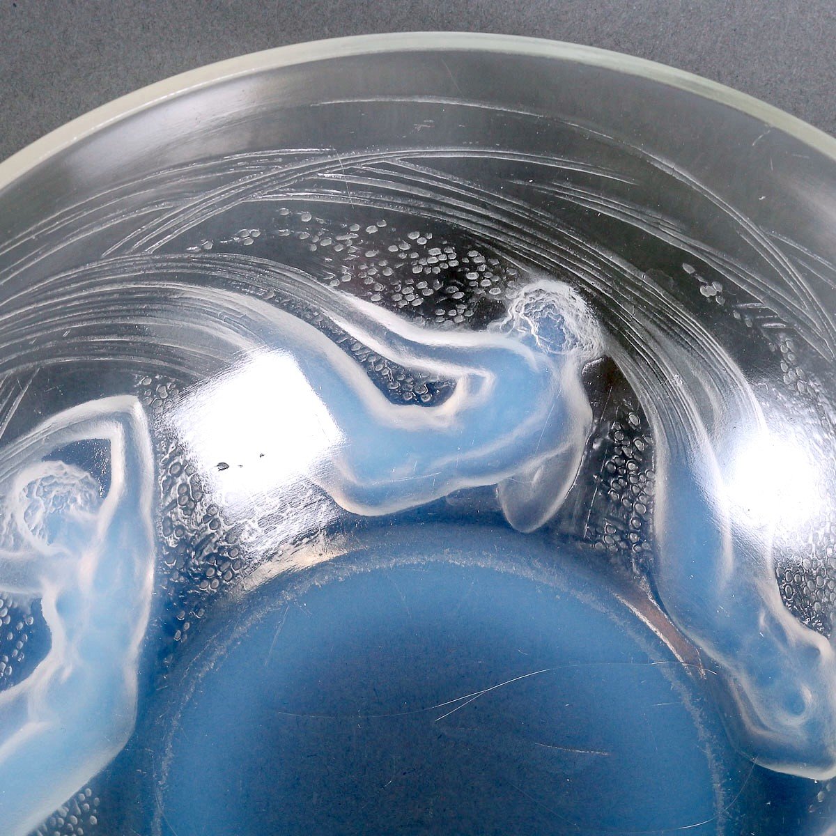 1921 René Lalique - Dishes Plate & Bowl Ondines Opalescent Glass-photo-3