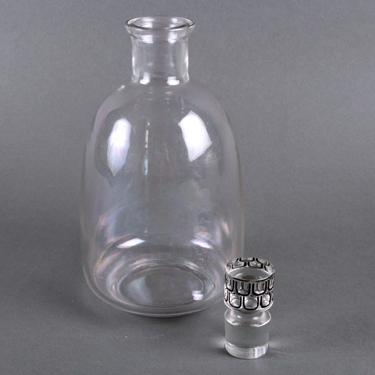 1926 René Lalique -decanter And Pitcher Saint Nabor Glass Black Enamel-photo-1
