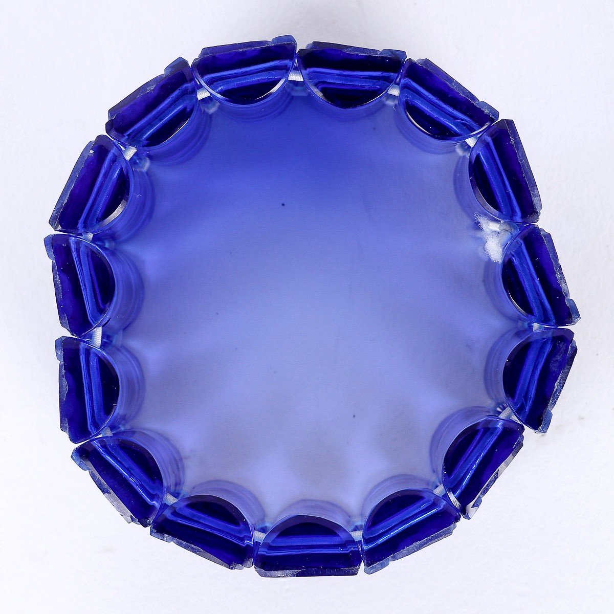 1928 René Lalique - Bracelet Art Deco Sophora Cobalt Blue Glass With White Patina-photo-3