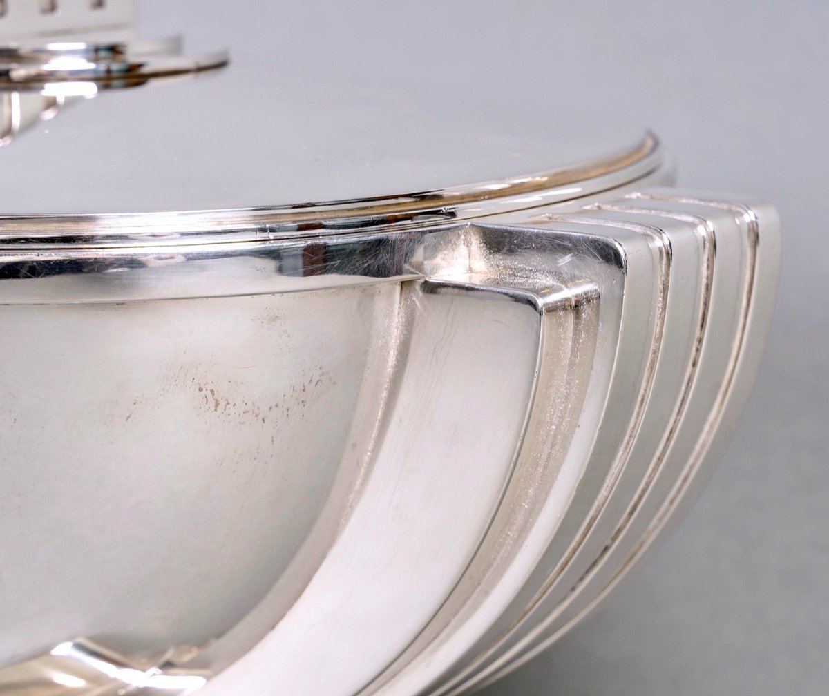 Jean Tetard - Modernist Art Deco Tureen Centerpiece In Sterling Silver-photo-3