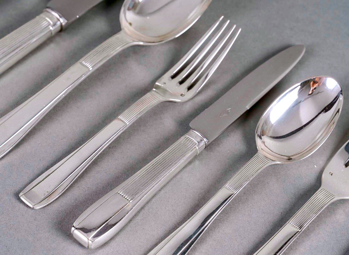 Puiforcat - Art Deco Cutlery Flatware Set Nice Sterling Silver - 192 Pieces-photo-3