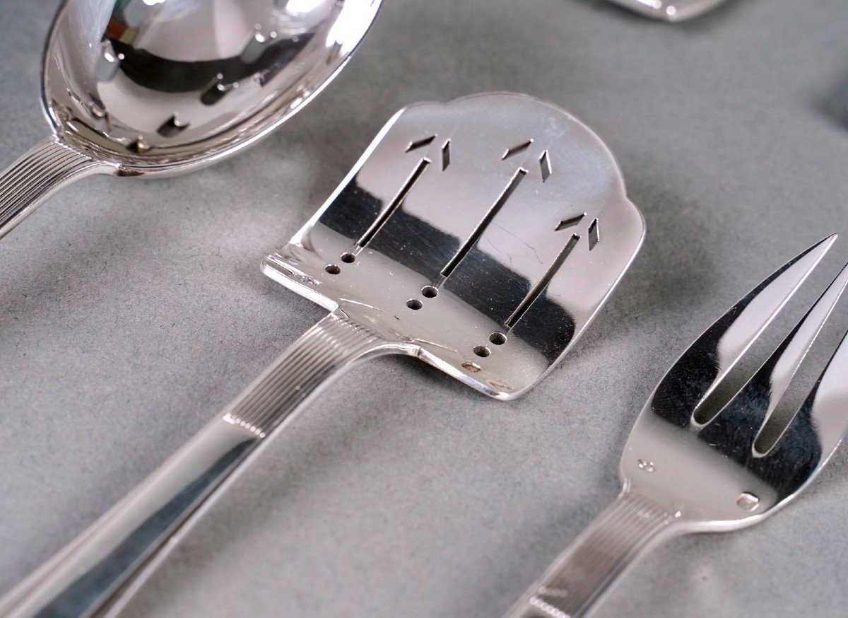 Puiforcat - Art Deco Cutlery Flatware Set Nice Sterling Silver - 192 Pieces-photo-5