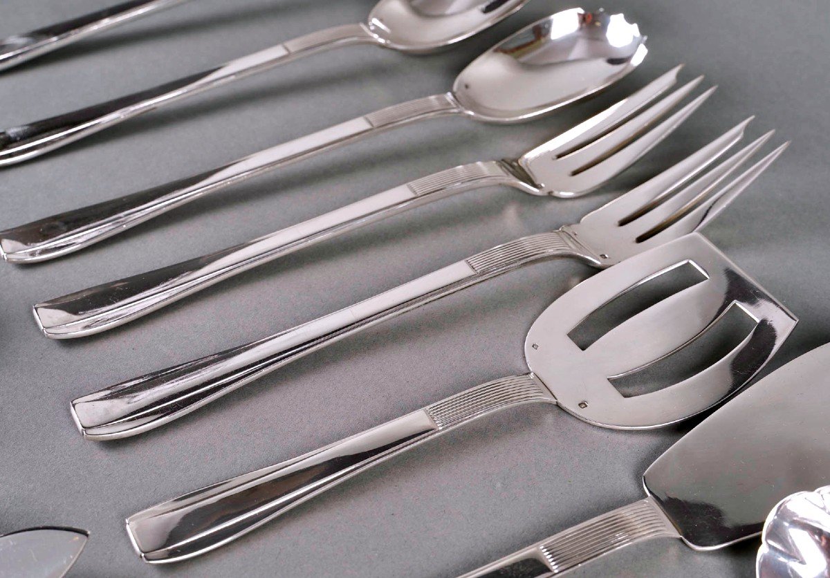 Puiforcat - Art Deco Cutlery Flatware Set Nice Sterling Silver - 192 Pieces-photo-6