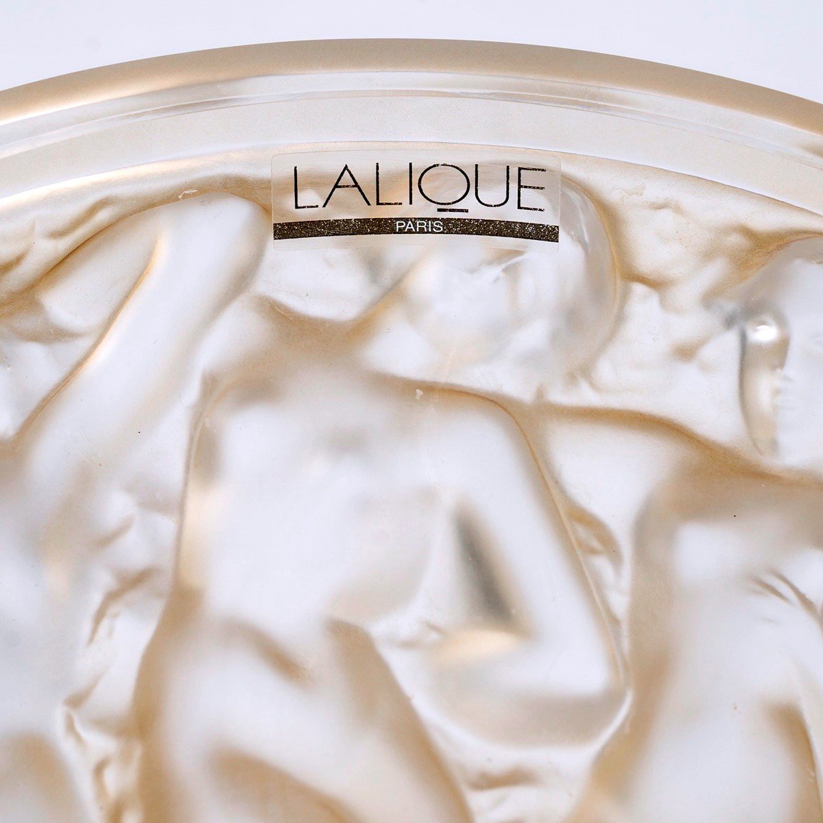 Lalique France After René Lalique - Vase Bacchantes Frosted Crystal Gold Luster-photo-4