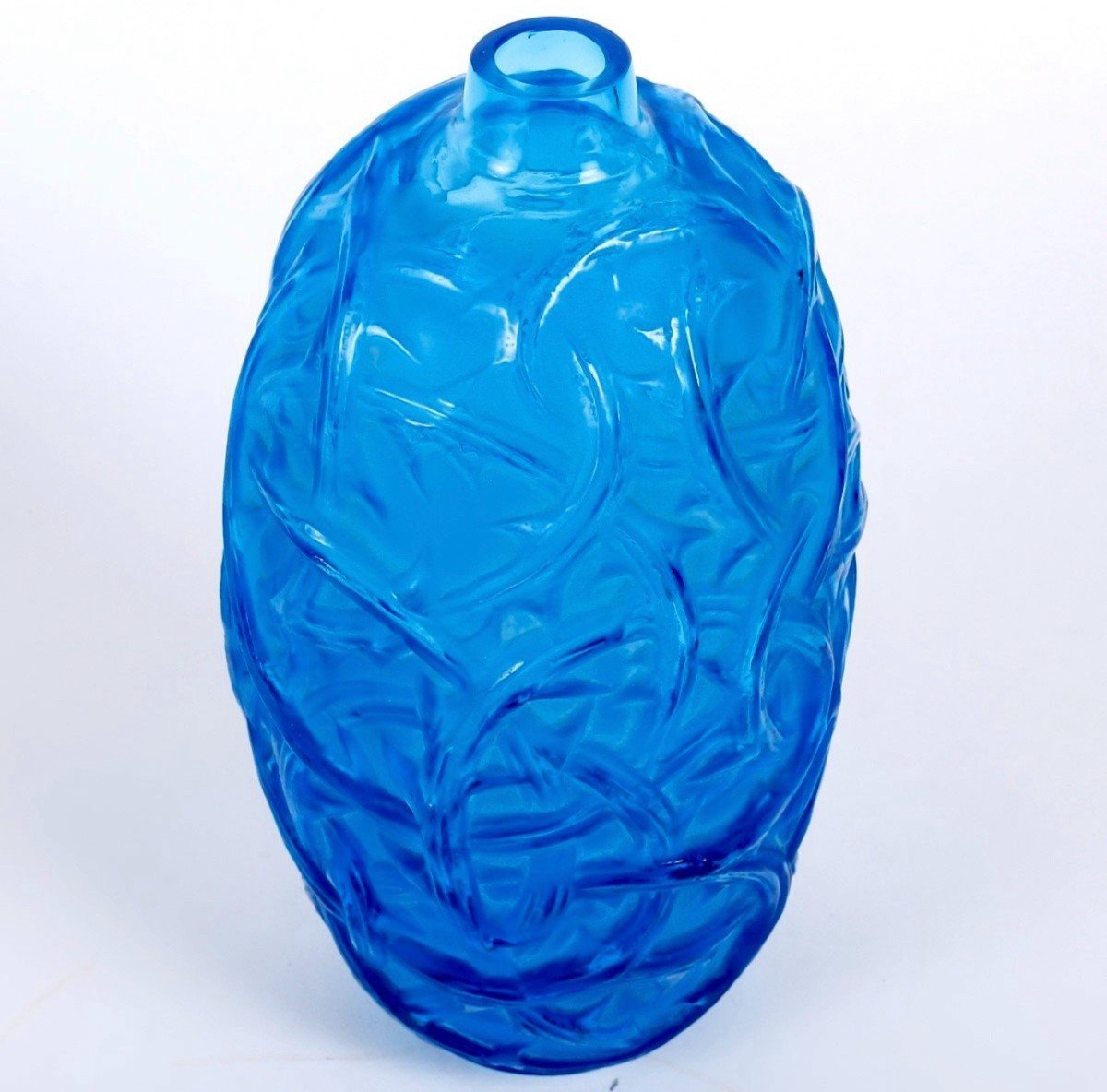 1921 René Lalique - Vase Ronces Electric Blue Glass-photo-2
