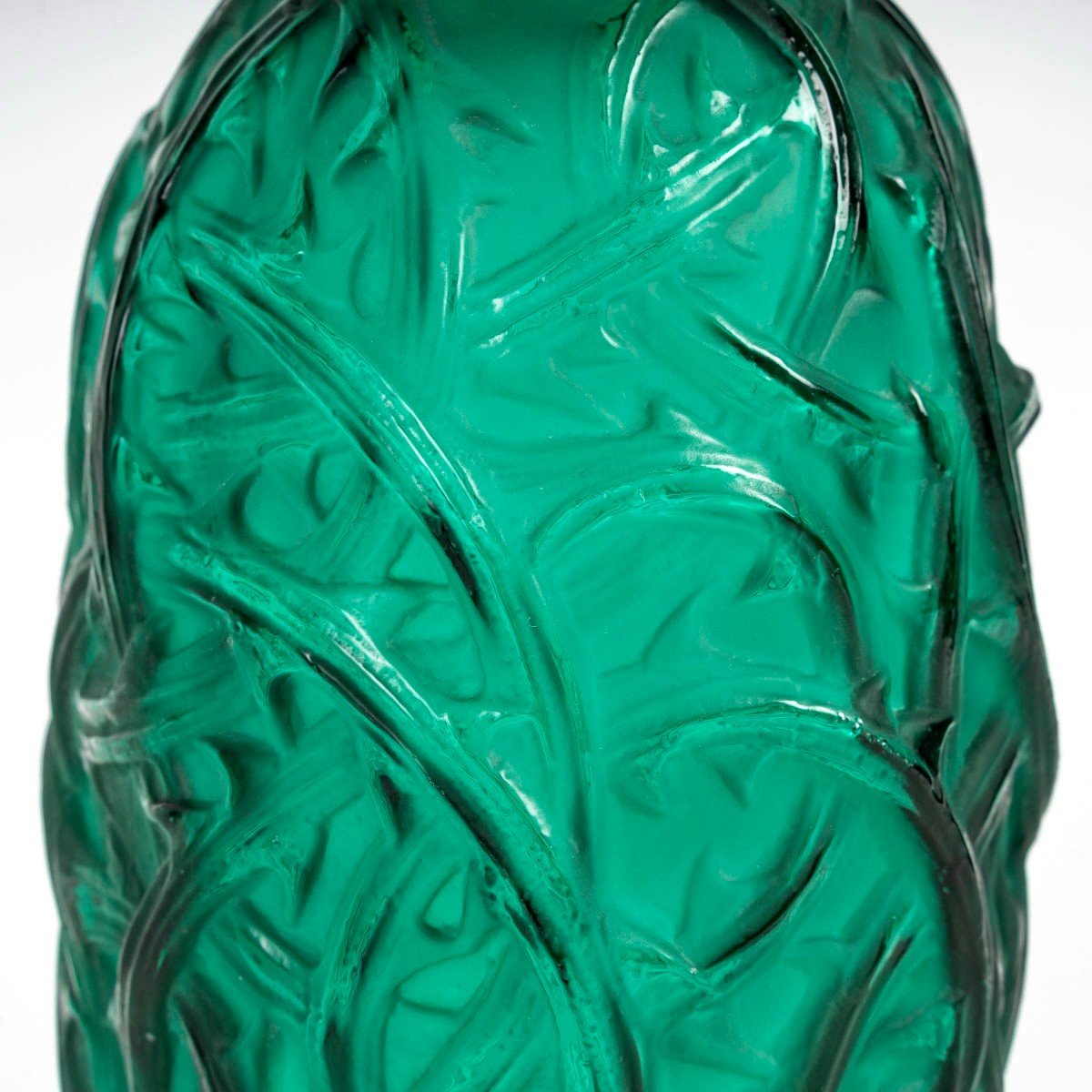 1921 René Lalique - Vase Ronces Verre Vert Emeraude-photo-3