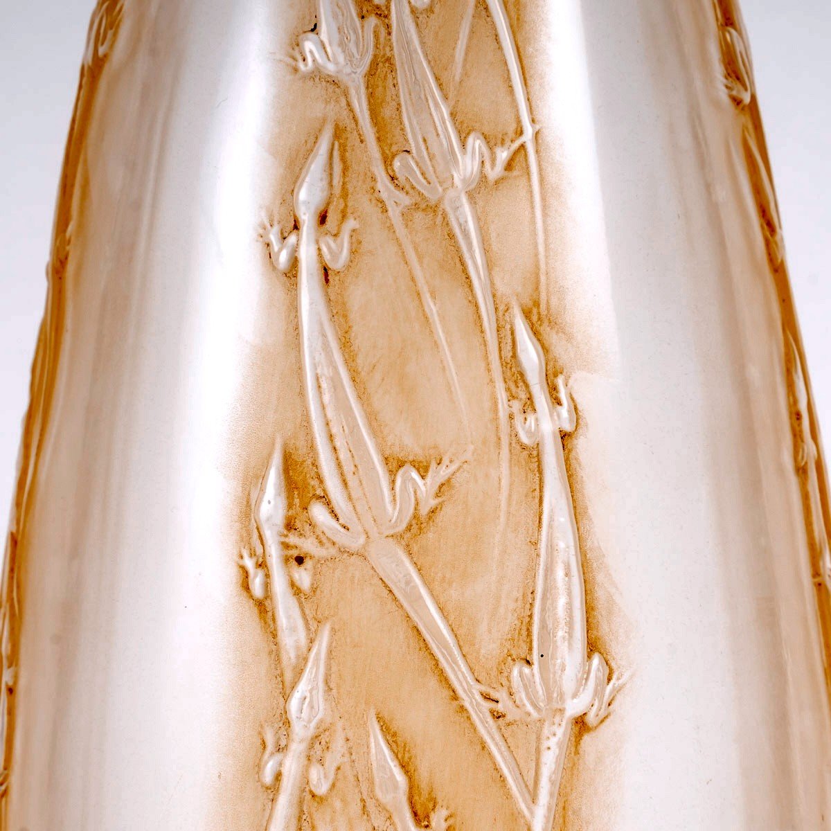 1912 René Lalique - Vase Quatre Groupes De Lézards Lizards Glass With Sepia Patina-photo-3
