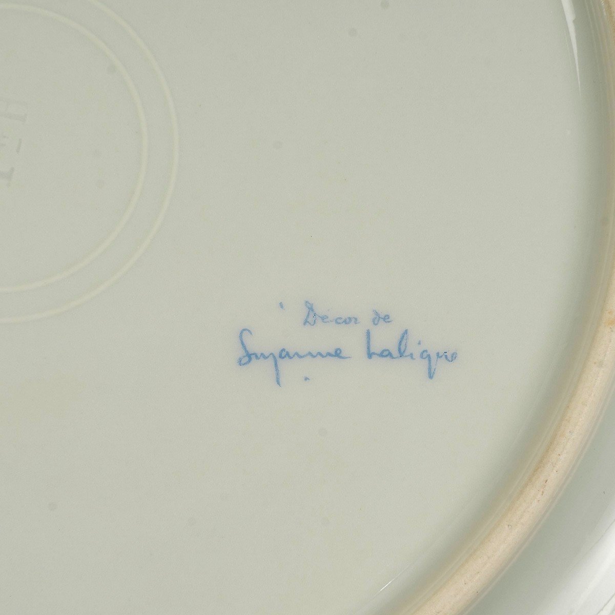 Suzanne Lalique Et Haviland - Assiettes Feuilles Porcelaine Céladon Emaillée Argent - 18 pièces-photo-2