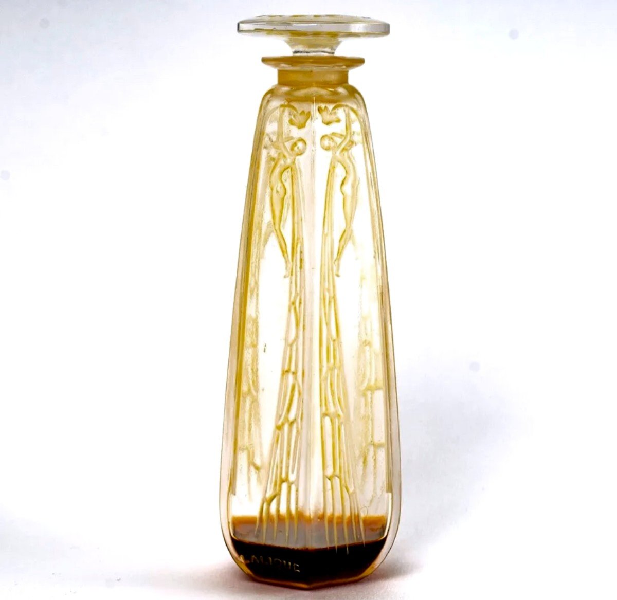 1909 René Lalique - Perfume Bottle Cyclamen Glass With Green Patina For Coty